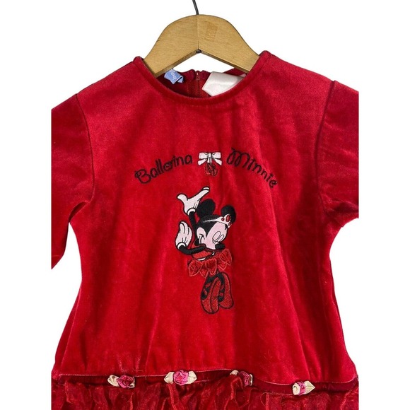 Minnie Mouse Dress Ballerina 5T World of Disney Red Velvet Party Christmas Vtg - Picture 3 of 10